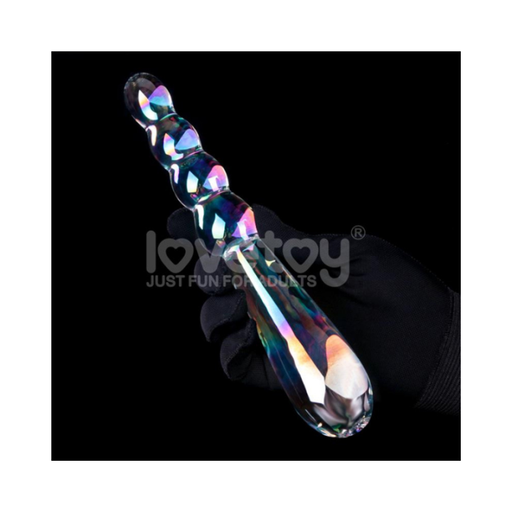 LOVETOY Dildo de Cristal que Brilla en la Oscuridad Twilight Gleam Rising Ripples