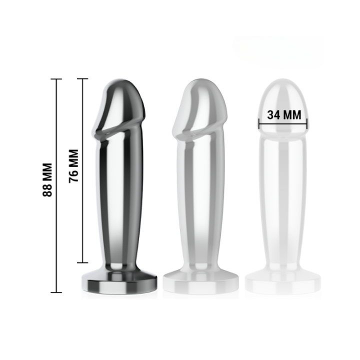 Imagen de las medidas del Plug anal con forma de dildo largo total e insertable y ancho