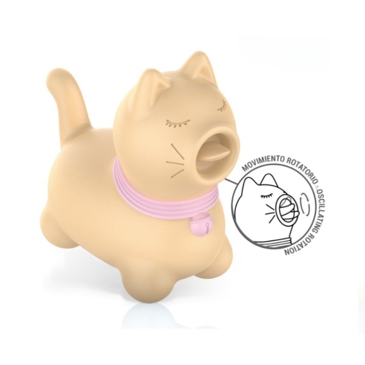 Estimulador Puppy Toulouse Intense mostrando lengua rotativa 360º color amarillo