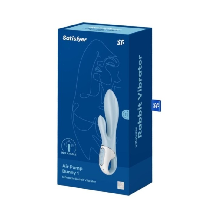 Packaging vibrador hinchable Satisfyer AirPump Bunny 1 azul