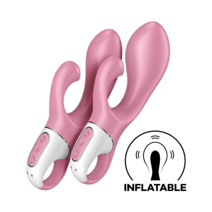 Satisfyer AirPump Bunny 2 rosa intenso comparación normal e inflado