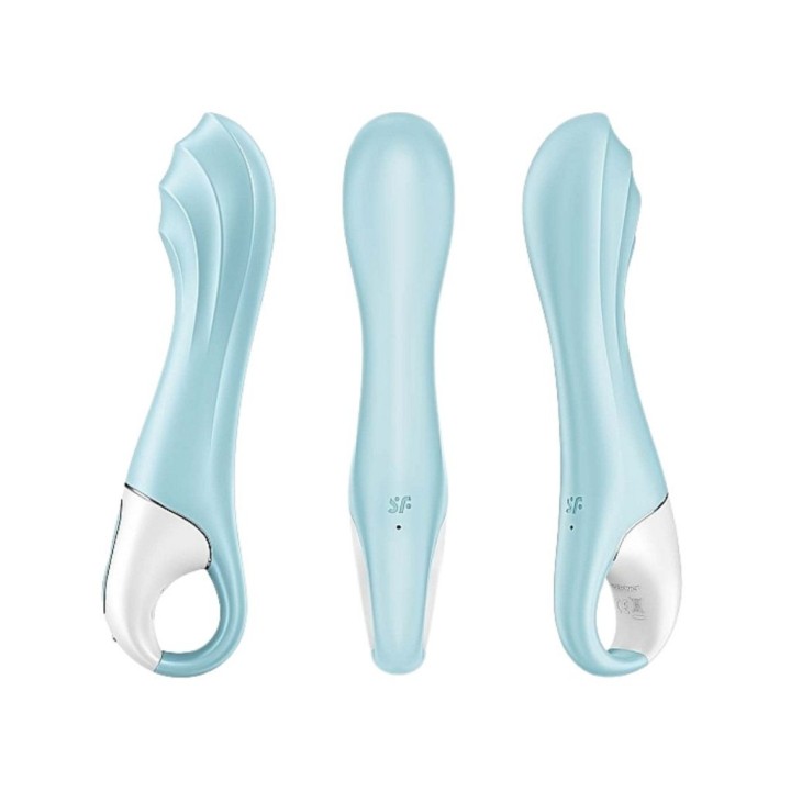 Vibrador hinchable Satisfyer AirPump Vibrator 5 azul con app vistas frontal lateral y trasera
