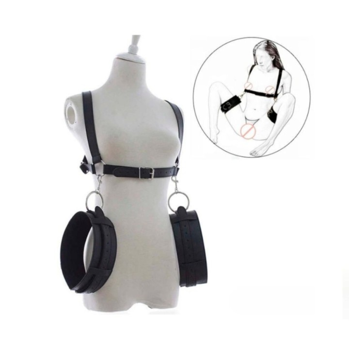 Restricciones de piernas abiertas Latetobed BDSM Line en PU y metal