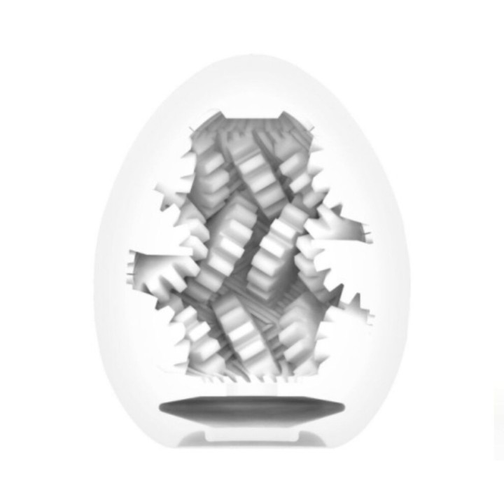 Textura interna firme con relieves marcados del Tenga Egg Gear Strong.