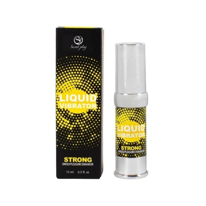 Packaging líquido vibrador unisex Secret Play Strong 11 ml – estimulante íntimo de alta intensidad.