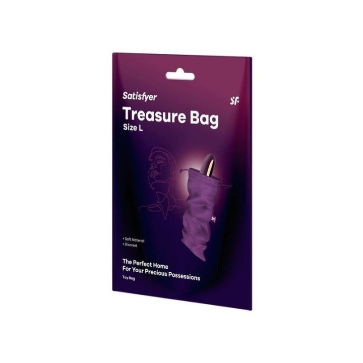 Packaging de la bolsa de almacenaje Satisfyer violeta.