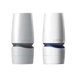 TENGA colección Masturbador AERO en color azul cobalto y en plata, diseño elegante y futurista.