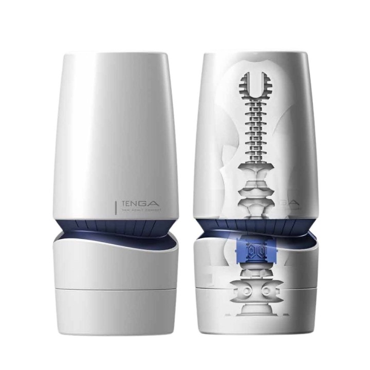 Vista interna del TENGA AERO cobalto con textura única para máxima estimulación.