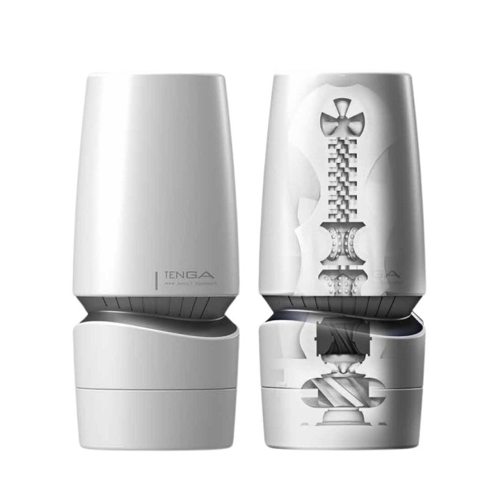 Vista interna del TENGA AERO plata con textura única para máxima estimulación.