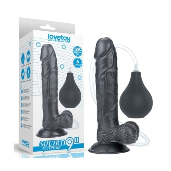 Dildo Lovetoy Squirting 9" con su packaging original y presentación elegante.