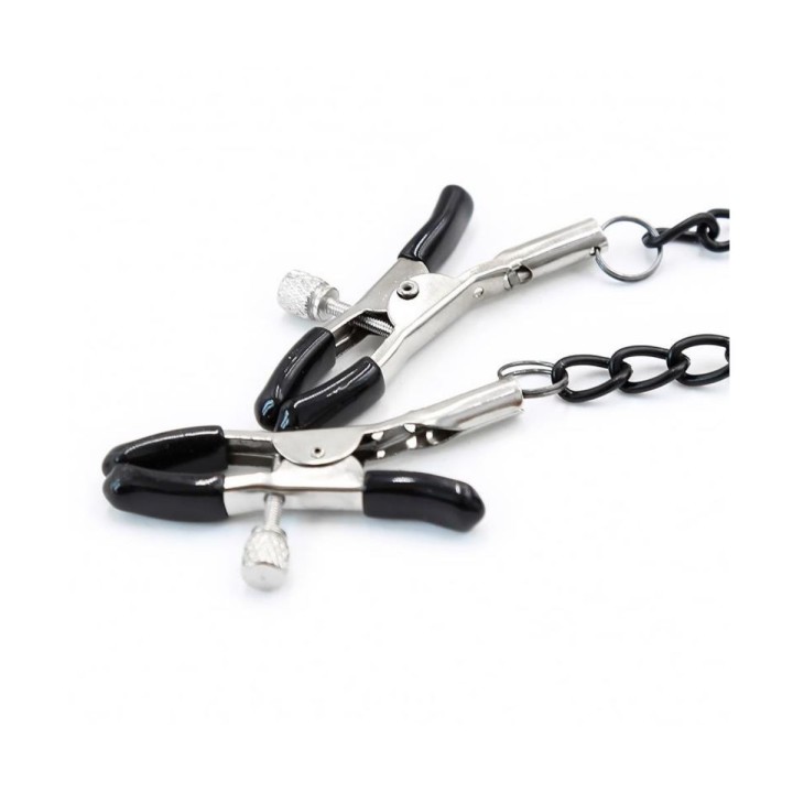 Detalle del aro metálico y pinzas ajustables con fundas protectoras.