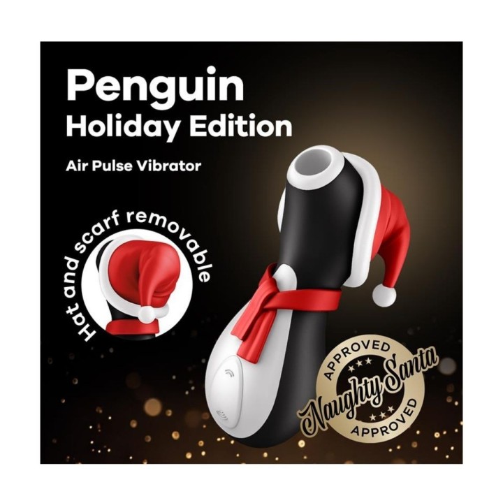 Edición especial Holiday Edition de Satisfyer Penguin con gorrito y bufanda.
