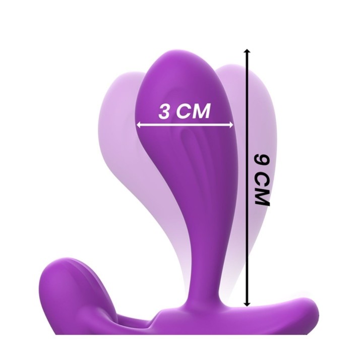 Medidas precisas del Shelly Dúo, adaptado al cuerpo para máxima comodidad y placer.