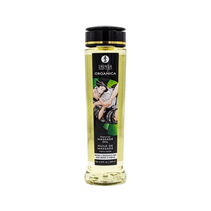 Aceite orgánico Shunga Natural 240 ml, puro y sin perfume.