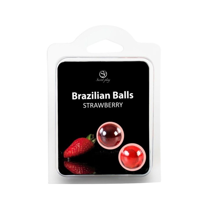 Set 2 Brazilian Balls Secret Play fresas, pequeñas perlas de placer que se funden al contacto con la piel.