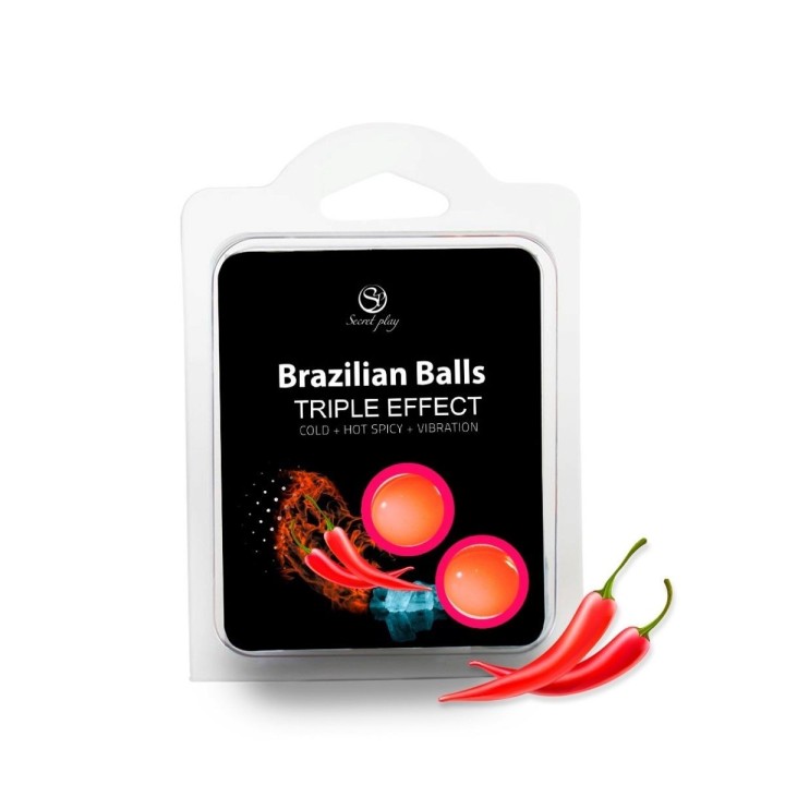 Set 2 Brazilian Balls Secret Play triple efecto ,pequeñas perlas de placer que se funden al contacto con la piel.