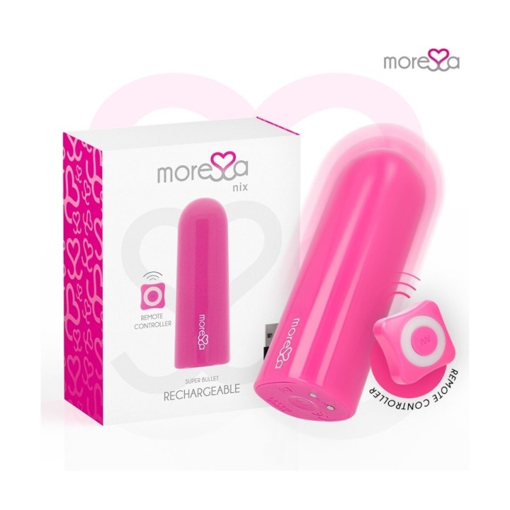 Detalle del control remoto y conexión magnética USB del vibrador Nix.