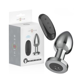 Plug anal metálico vibrador Intense talla L, diseño elegante y potente con control remoto.