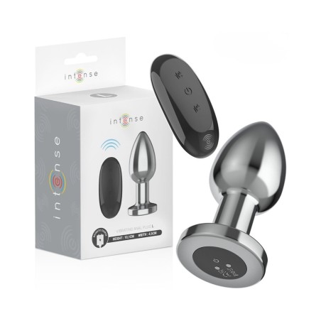 Plug anal metálico vibrador Intense talla L, diseño elegante y potente con control remoto.