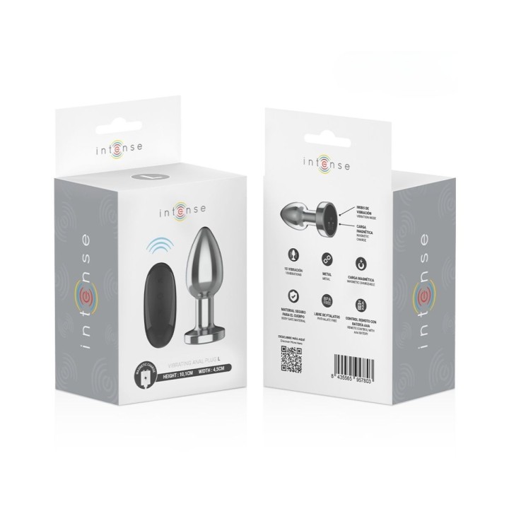 Caja del plug anal Intense con 10 vibraciones y mando inalámbrico, presentación premium.