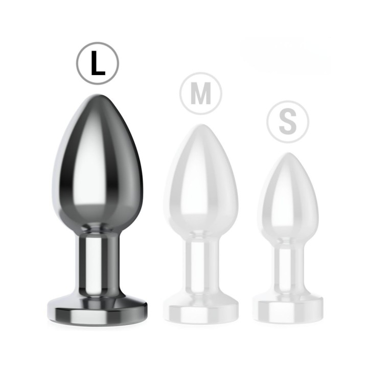 Comparativa visual del tamaño del plug anal Intense L con forma ergonómica.