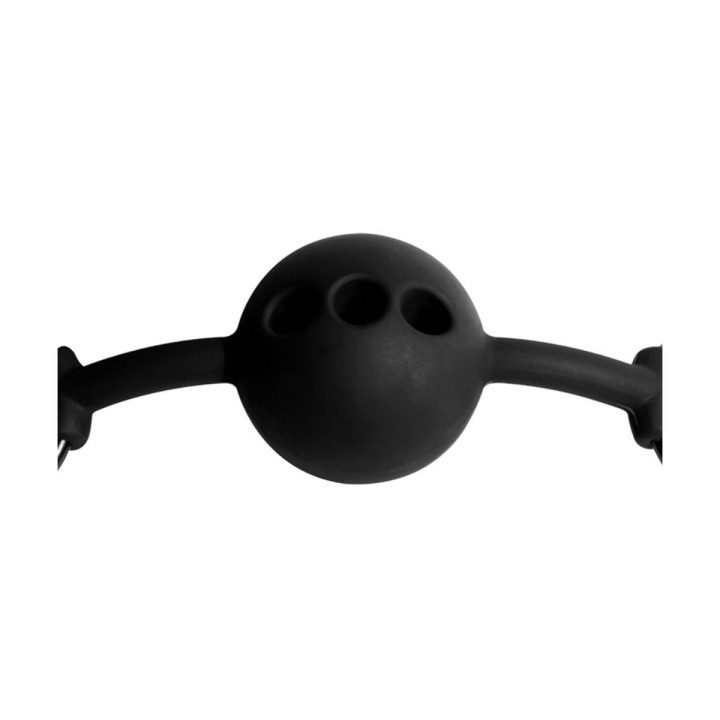 Detalle de la bola de silicona transpirable con orificios para máxima comodidad.