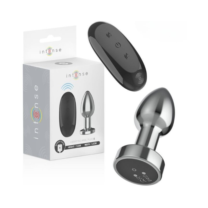 INTENSE Plug Anal Metálico Vibrador con Control Remoto – 10 Modos de Vibración – Tallas S, M y L