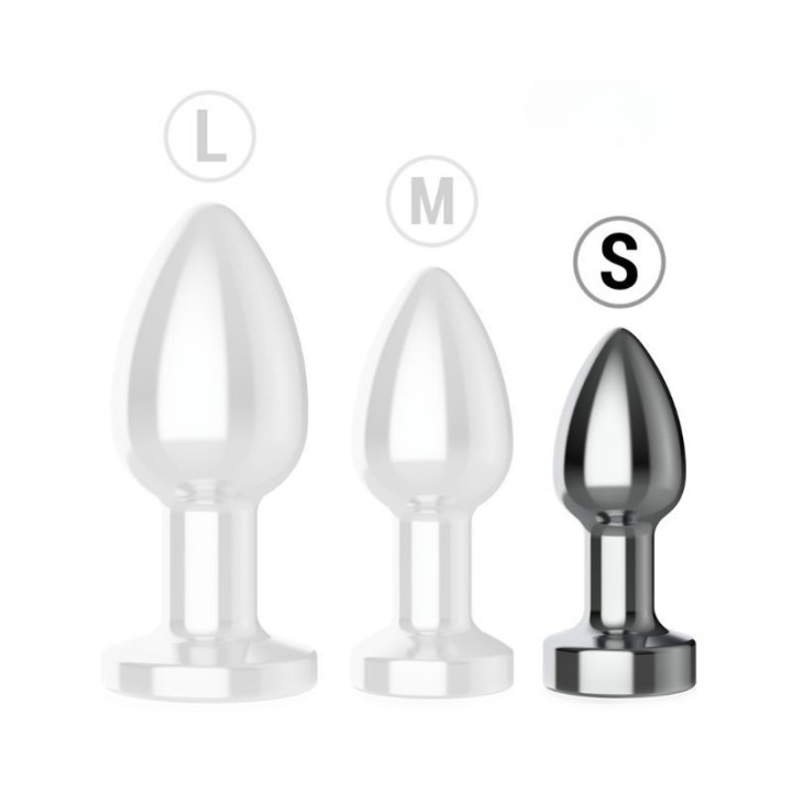 Comparativa visual del tamaño del plug anal Intense S con forma ergonómica.