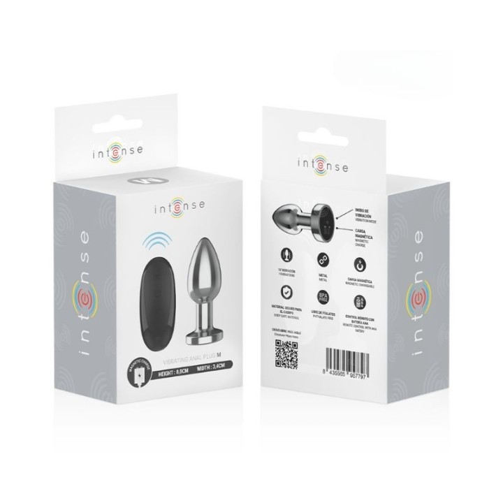 Caja del plug anal Intense con 10 vibraciones y mando inalámbrico, presentación premium.