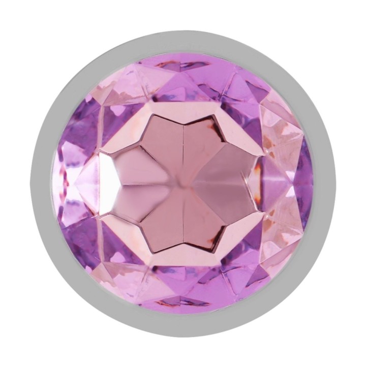 Detalle del plug anal Intense en metal con cristal violeta talla S, acabado brillante y elegante.