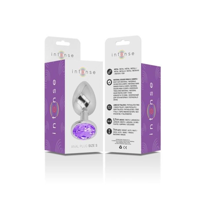 Packaging del plug anal Intense, diseño sofisticado ideal para regalo.