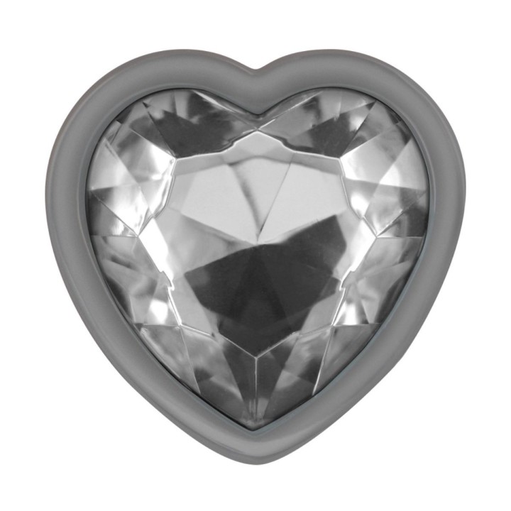 Detalle del plug anal Intense con joya en forma de corazón blanco, acabado elegante y brillante.