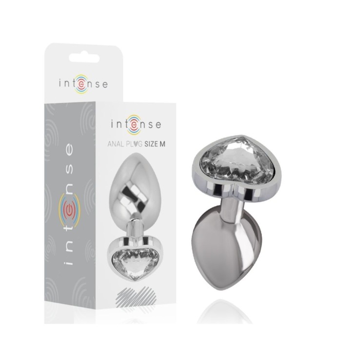 Imagen principal del plug anal Intense metal corazón blanco talla M, lujo y placer combinados.
