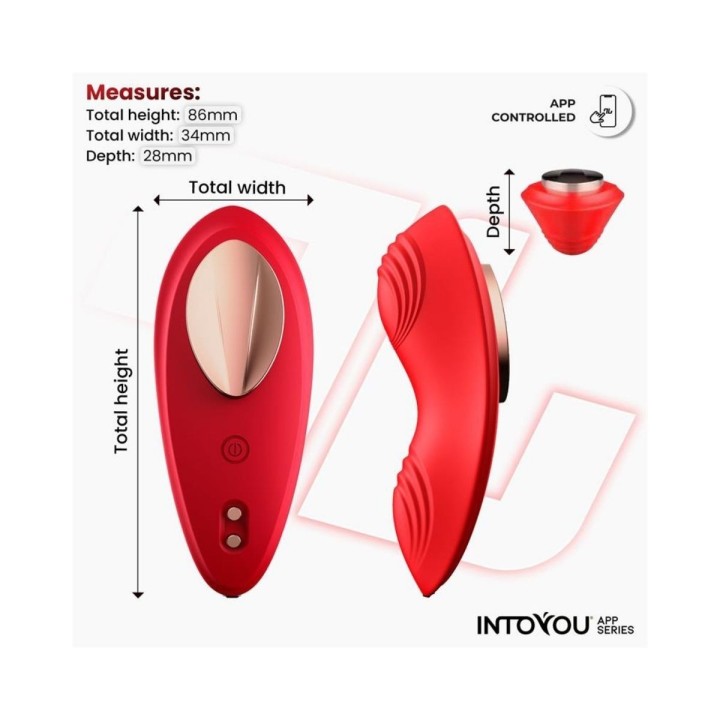 Medidas del vibrador de braguita Intoyou rojo.