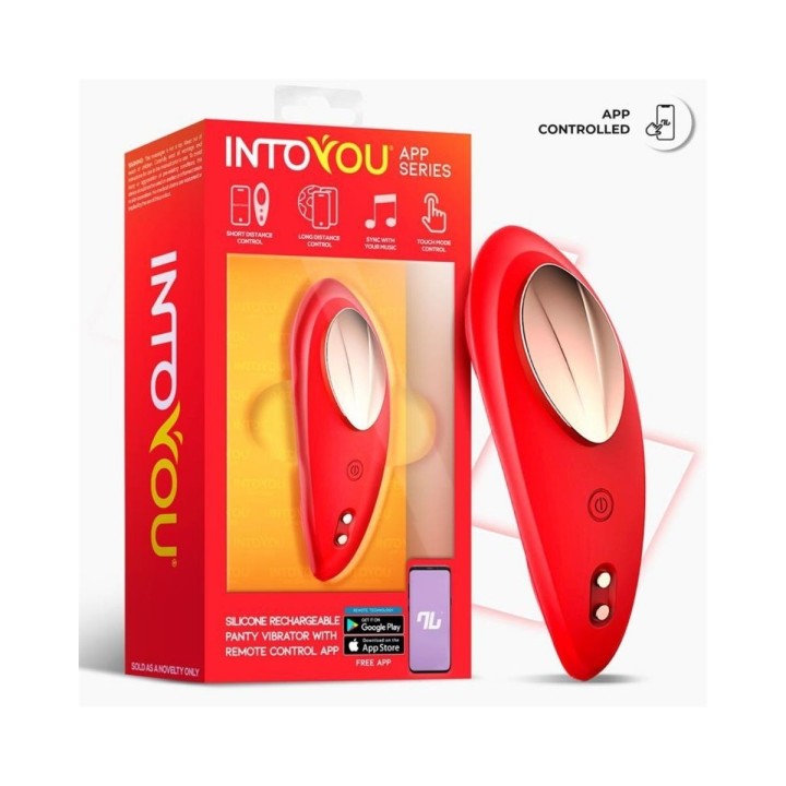 Packaging del vibrador Intoyou rojo con App.