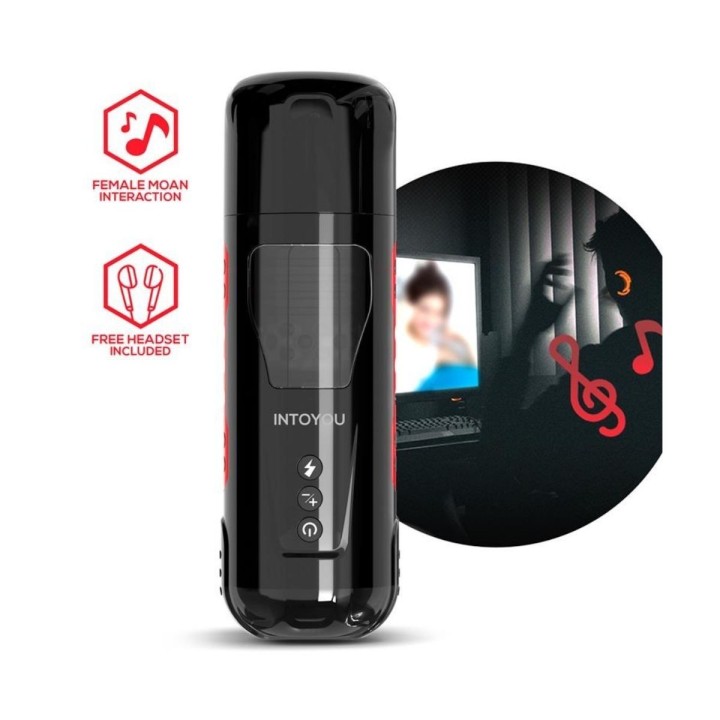 Masturbador Pyro con sistema de gemidos femeninos y conexión de sonido inmersiva.