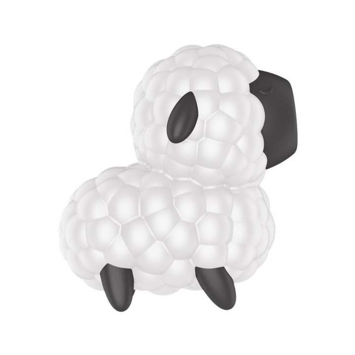 Vista lateral del succionador Satisfyer Dreamy Sheep, diseño ergonómico.