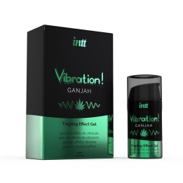 INTT Ganjah Gel Vibrador Efecto Calor 15 ml – Estimulante unisex con sabor a cannabis.
