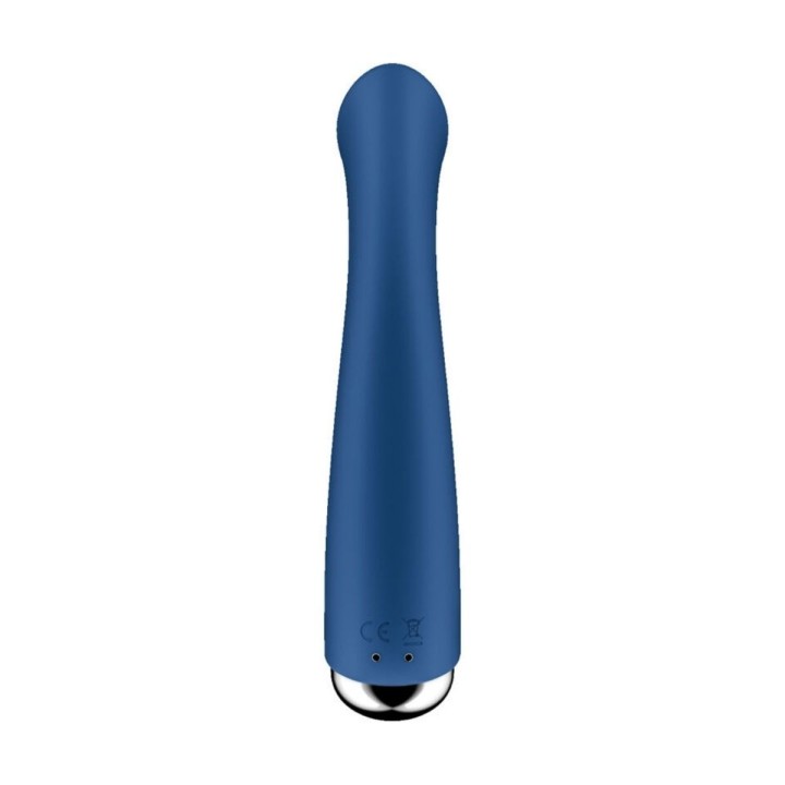 Vista trasera del vibrador rotador Satisfyer Spinning G-Sport 1 azul.