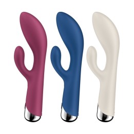 Satisfyer Spinning Rabbit 1 – Estimulación Clítoris y Punto G | Vibrador Rotador con Doble Motor | Color Rojo - Azul - Beige