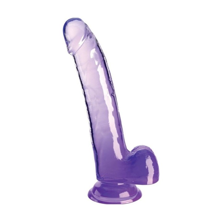 Dildo King Cock Clear morado de 20,3 cm con testículos – vista frontal