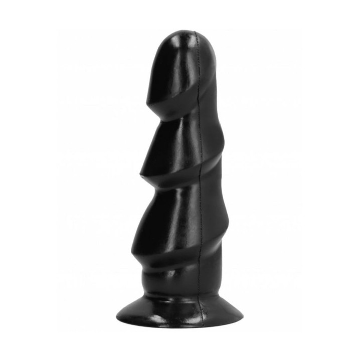 Dildo All Black negro 17 cm con tres volúmenes – vista frontal