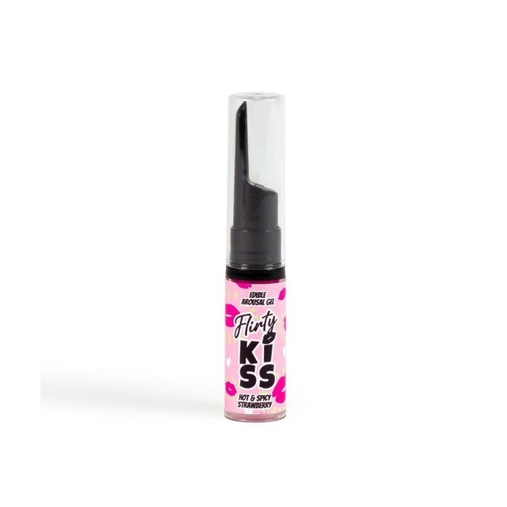 Gel Flirty Kiss sabor fresa, ideal para intensificar el sexo oral con un toque dulce y seductor.