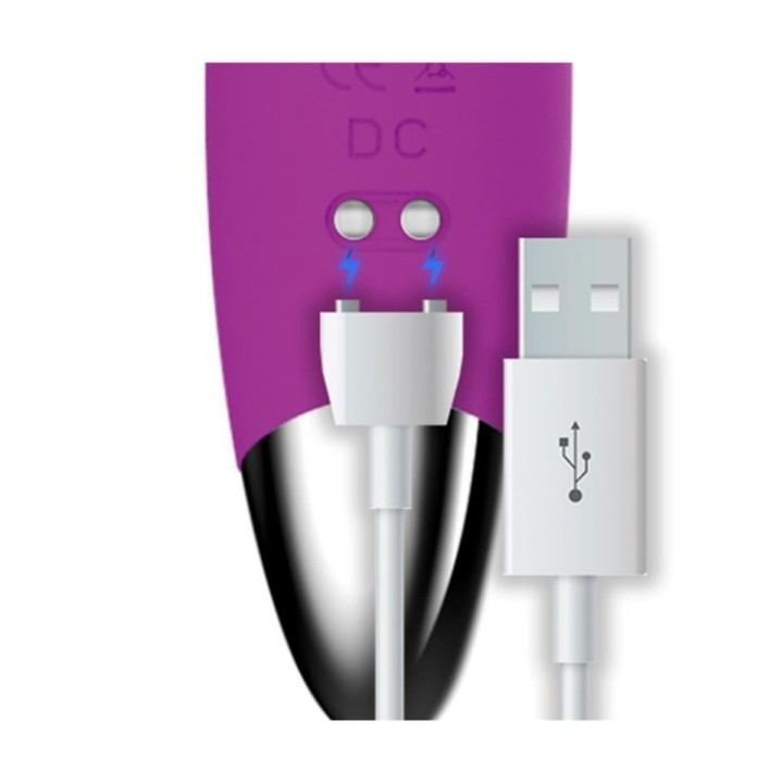 Detalle del sistema de carga USB magnético del vibrador ACTION.