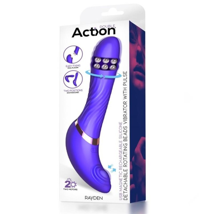 Packaging del vibrador Rayden en silicona violeta.