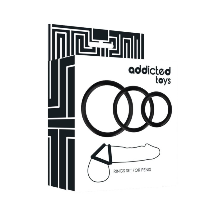 Packaging del set de anillos de silicona ADDICTED TOYS.