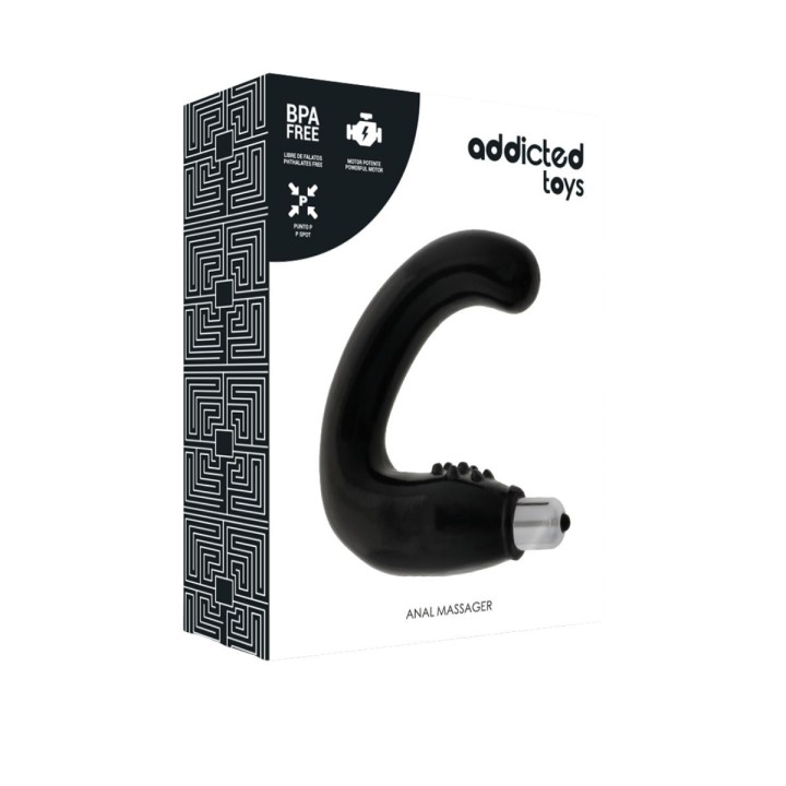 Packaging frontal del masajeador anal estimulador de próstata ADDICTED TOYS.