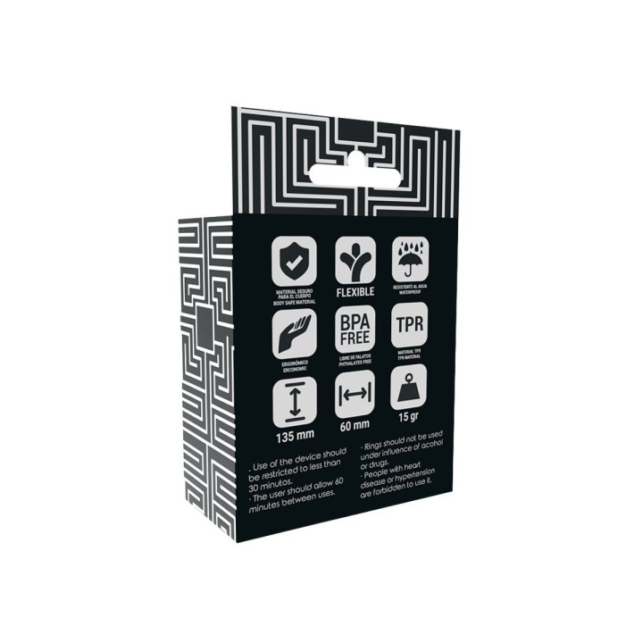 Vista trasera del packaging del set de anillos pene Gear Clear ADDICTED TOYS.