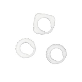 Set ADDICTED TOYS de 3 anillos para el pene en silicona blanca Gear Clear.