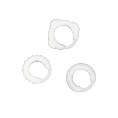 Set ADDICTED TOYS de 3 anillos para el pene en silicona blanca Gear Clear.